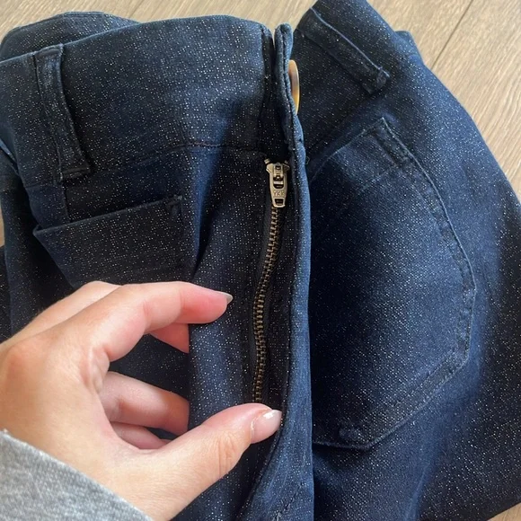 COPY - The Colette Sparkle Denim Cropped Wide-Leg Jeans by Maeve Size 28